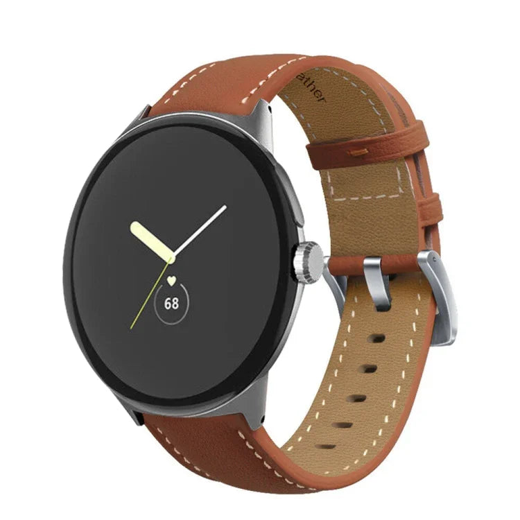 Echtleder-Uhrenarmband mit spitz zulaufender Naht, passend für Google Pixel Watch 4 / 3 / 2 / 1 (41 mm)