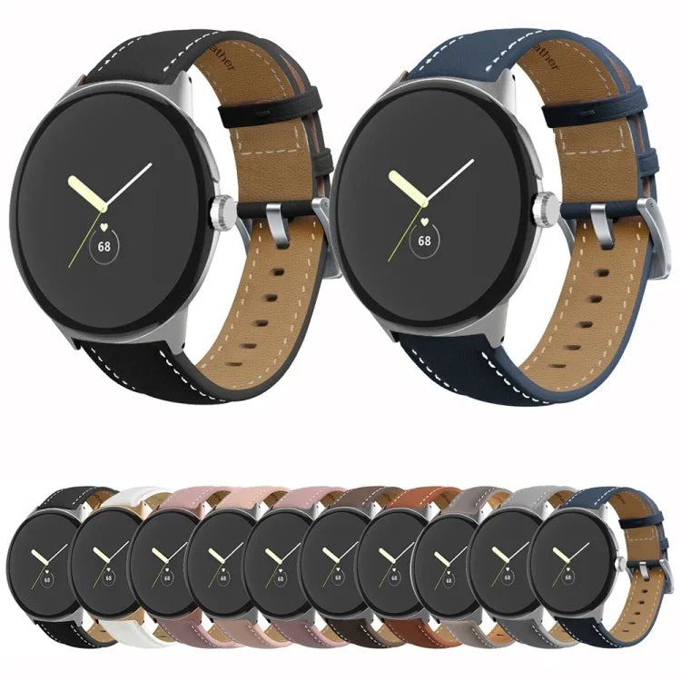 Echtleder-Uhrenarmband mit spitz zulaufender Naht, passend für Google Pixel Watch 4 / 3 / 2 / 1 (41 mm)