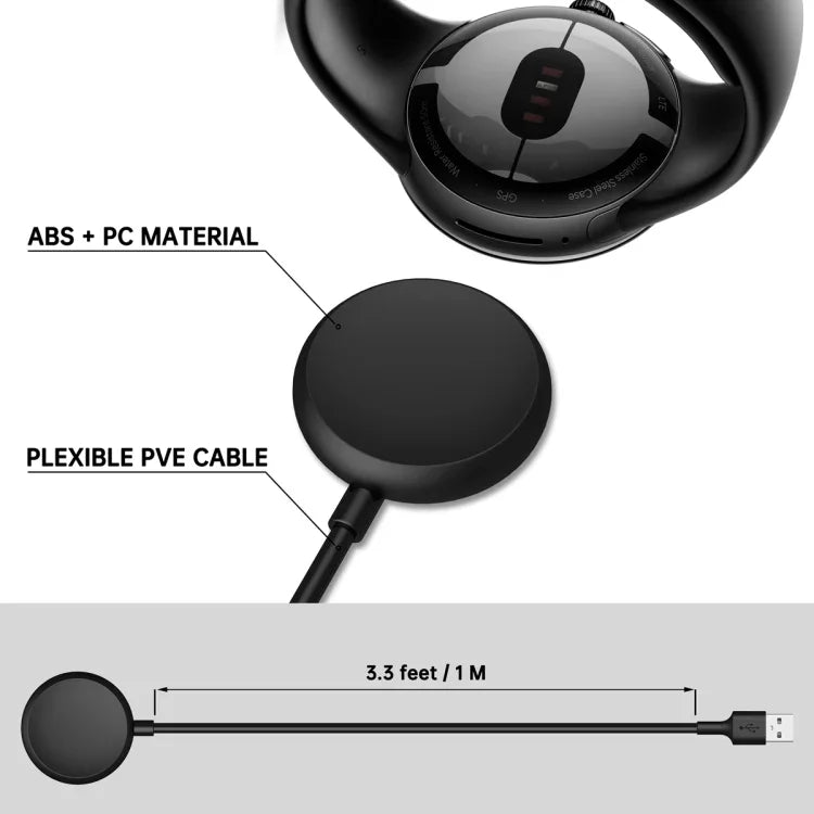 Magnetisches Ladekabel für Smartwatches, Länge: 1 m, für Google Pixel Watch Typ-C-Anschluss, für Google Pixel Watch USB-Anschluss