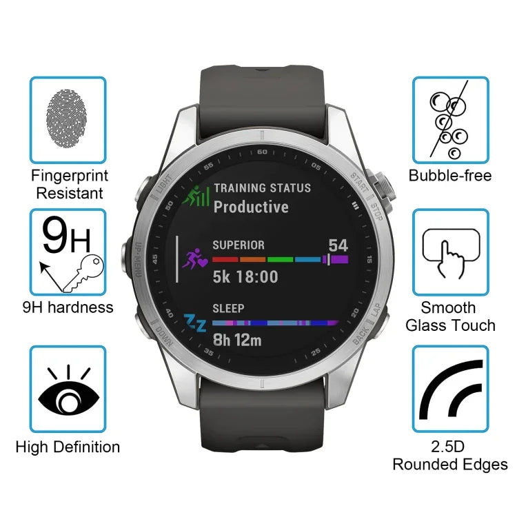 Displayschutzfolie aus gehärtetem Glas für Huawei Watch GT 2 42 mm Smartwatch, Garmin Fenix ​​7S, Realme Watch, Amazfit Falcon, Huawei Watch GT 2 42 mm, Huawei Watch GT 3 42 mm, Garmin Forerunner 158, Garmin Instinct Crossover ...