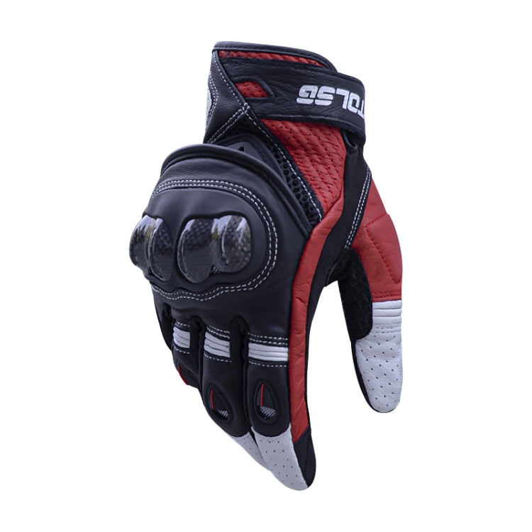 Ein Paar Motorradhandschuhe aus echtem Leder mit Karbonfaser-Hartknöchel und Touchscreen, XL, XXL