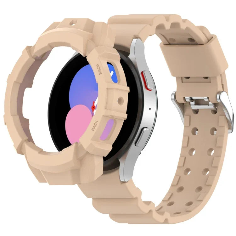 Armor Silikon-Uhrenarmband + Schutzhülle, für Samsung Galaxy Watch5 40 mm, Samsung Galaxy Watch5 44 mm, Samsung Galaxy Watch4 40 mm, Samsung Galaxy Watch4 44 mm