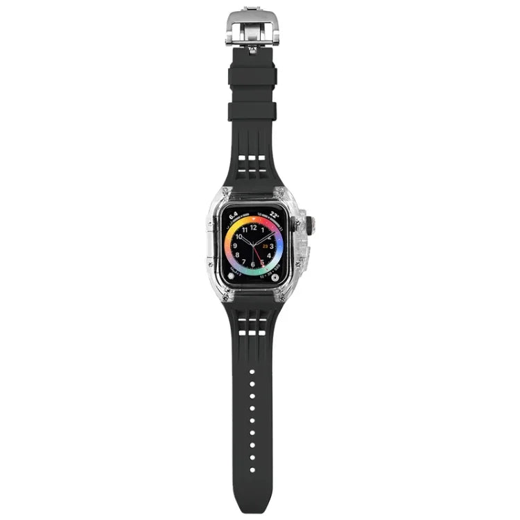 Transparente Uhrenarmbandhülle aus Fluorkautschuk, passend für Apple Watch Series 8 &amp; 7 (45 mm), Apple Watch Series 8 &amp; 7 (45 mm) sowie SE 2 &amp; 6 &amp; SE &amp; 5 &amp; 4 (44 mm).