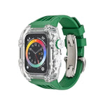 Transparente Uhrenarmbandhülle aus Fluorkautschuk, passend für Apple Watch Series 8 &amp; 7 (45 mm), Apple Watch Series 8 &amp; 7 (45 mm) sowie SE 2 &amp; 6 &amp; SE &amp; 5 &amp; 4 (44 mm).