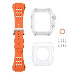 Transparente Uhrenarmbandhülle aus Fluorkautschuk, passend für Apple Watch Series 8 &amp; 7 (45 mm), Apple Watch Series 8 &amp; 7 (45 mm) sowie SE 2 &amp; 6 &amp; SE &amp; 5 &amp; 4 (44 mm).