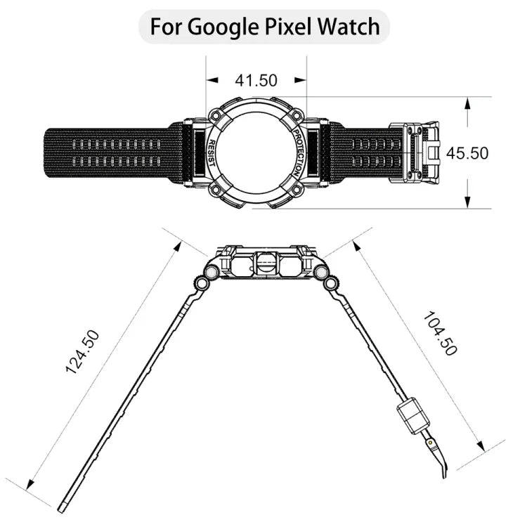 Dreifach geschütztes, einfarbiges integriertes Uhrenarmband für Google Pixel Watch