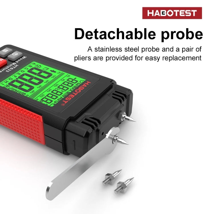 HABOTEST HT633 Tragbarer Multifunktionaler Digitaler Holzfeuchtemesser, HT633