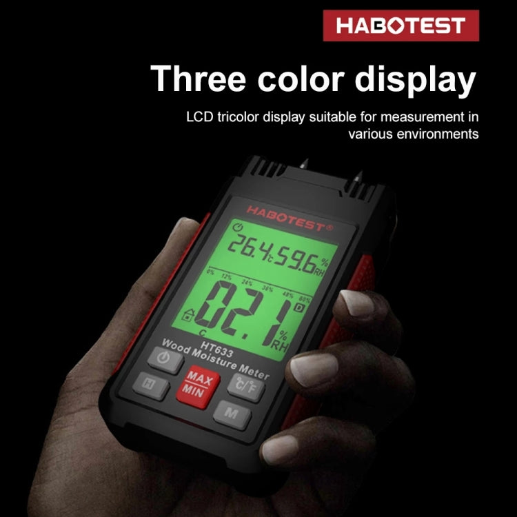 HABOTEST HT633 Tragbarer Multifunktionaler Digitaler Holzfeuchtemesser, HT633