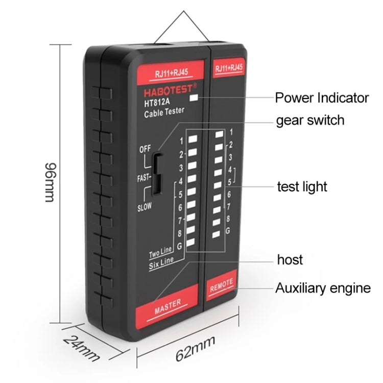 HABOTEST HT812A 2-in-1 Telefonleitungs- und Netzwerkkabeltester, HT812A