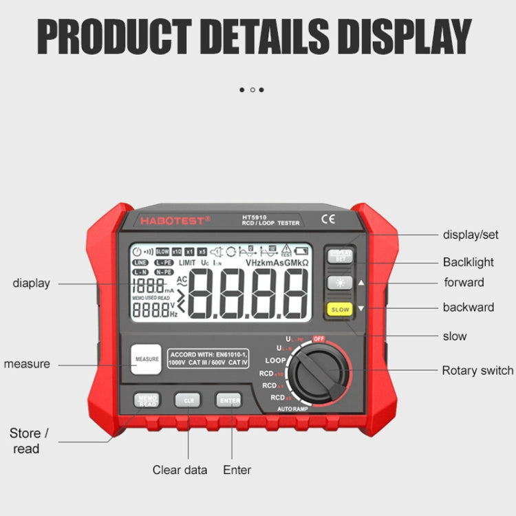 Leckage-Schalter & Schleifenwiderstand Tester, HT5910