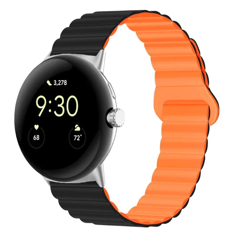 Reverse Buckle Magnetic Silicone Watch Band, For Google Pixel Watch 4 / 3 / 2 / 1 41mm