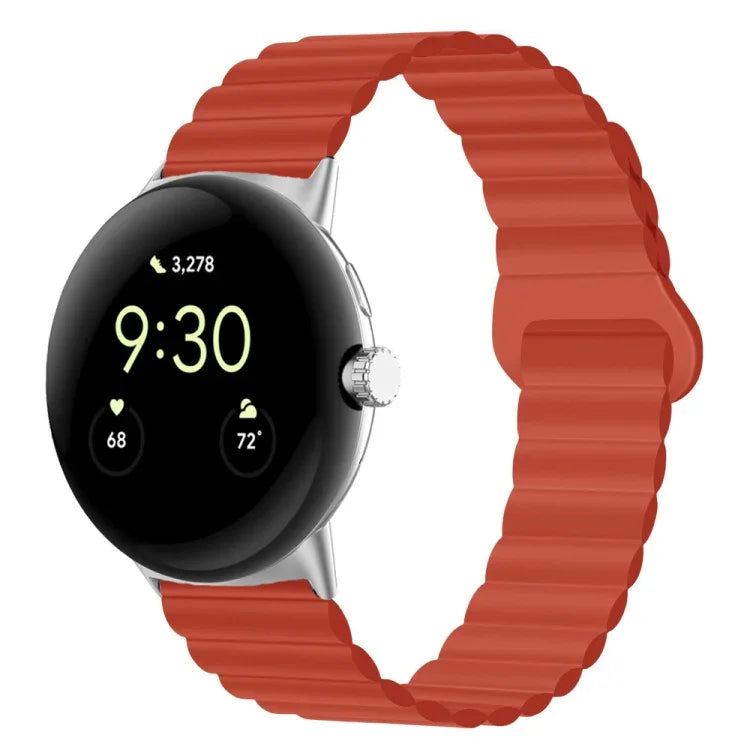 Reverse Buckle Magnetic Silicone Watch Band, For Google Pixel Watch 4 / 3 / 2 / 1 41mm