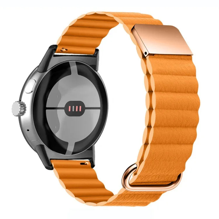 Magnetisches Uhrenarmband aus echtem Leder mit umgekehrter Schnalle, passend für Google Pixel Watch 4 / 3 / 2 / 1 (41 mm)