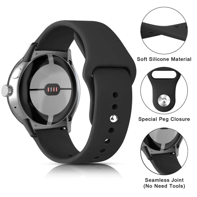 Silikon-Uhrenarmband mit umgekehrter Dornschließe in Unifarbe, für Google Pixel Watch 4 / 3 / 2 / 1 (41 mm)