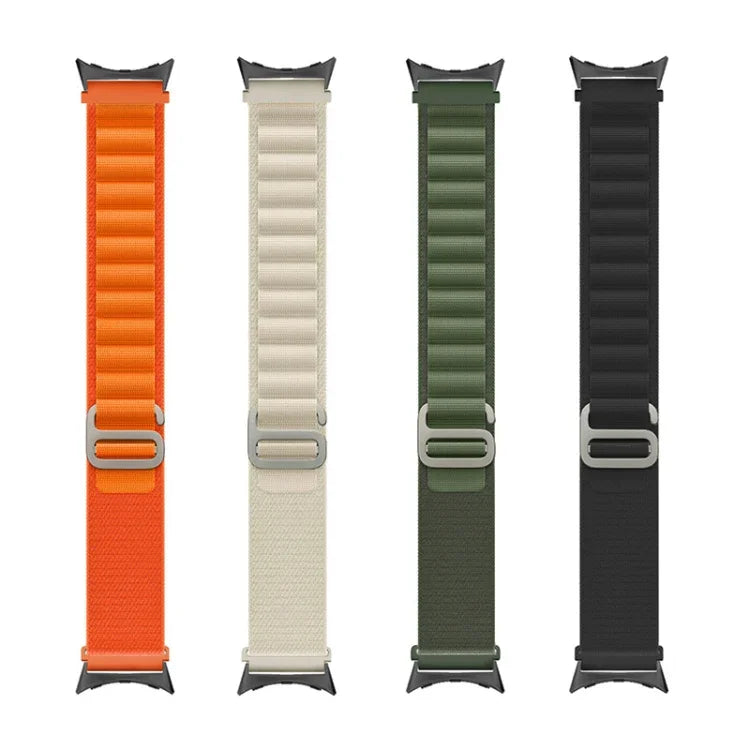 Schwarzes Nylon-Armband mit Verbindungsstück, passend für Google Pixel Watch 4 / 3 / 2 / 1 (41 mm)