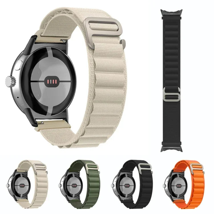 Schwarzes Nylon-Armband mit Verbindungsstück, passend für Google Pixel Watch 4 / 3 / 2 / 1 (41 mm)