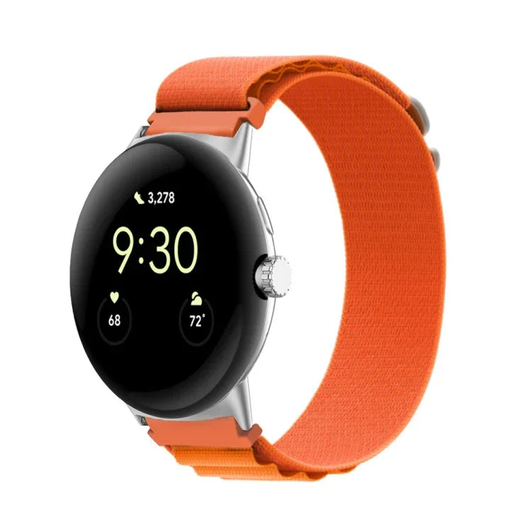 Nylon-Schlaufenarmband mit silbernem Verbindungsstück, passend für Google Pixel Watch 4 / 3 / 2 / 1 (41 mm)