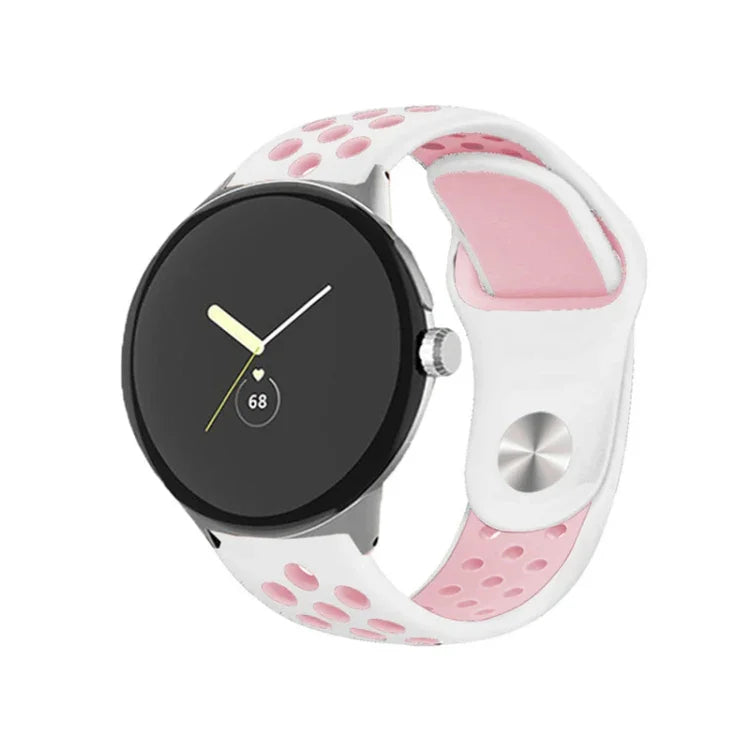 Zweifarbiges Silikon-Uhrenarmband mit umgekehrter Dornschließe, für Google Pixel Watch 4 / 3 / 2 / 1 (41 mm)