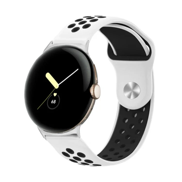 Zweifarbiges Silikon-Uhrenarmband mit umgekehrter Dornschließe, für Google Pixel Watch 4 / 3 / 2 / 1 (41 mm)