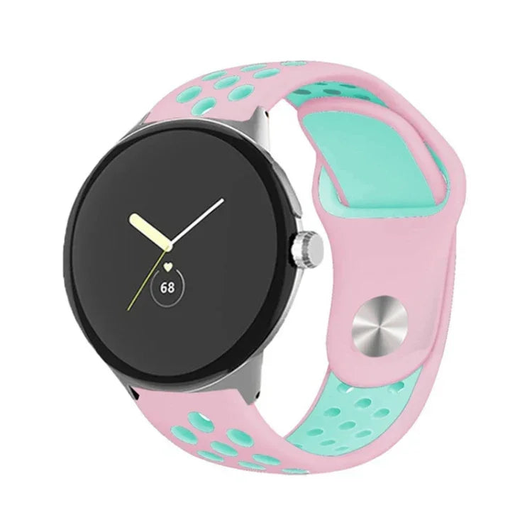 Zweifarbiges Silikon-Uhrenarmband mit umgekehrter Dornschließe, für Google Pixel Watch 4 / 3 / 2 / 1 (41 mm)