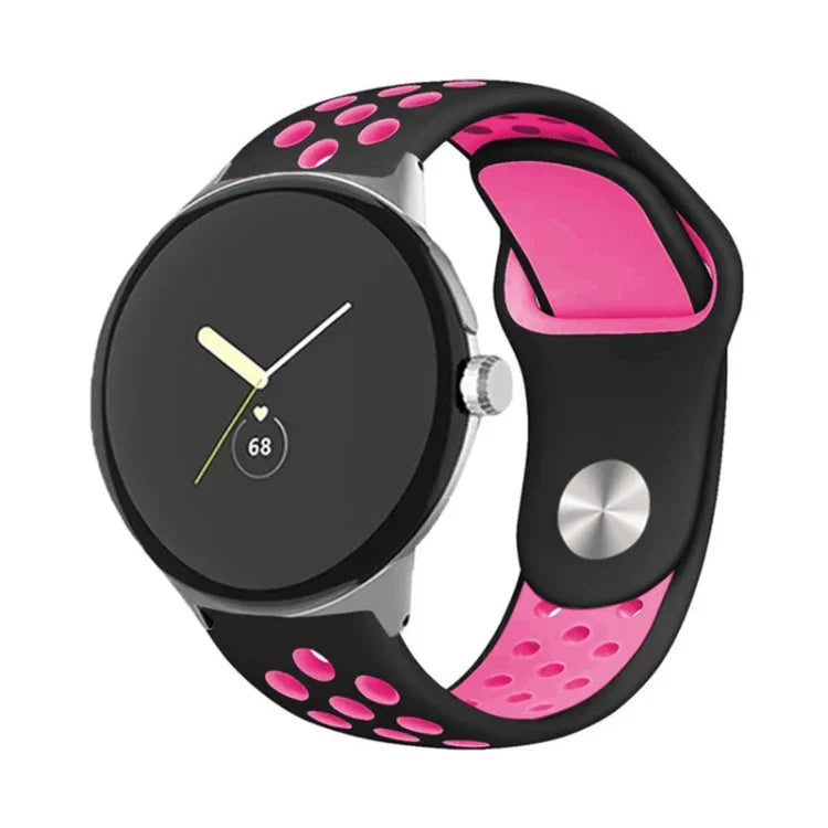 Zweifarbiges Silikon-Uhrenarmband mit umgekehrter Dornschließe, für Google Pixel Watch 4 / 3 / 2 / 1 (41 mm)