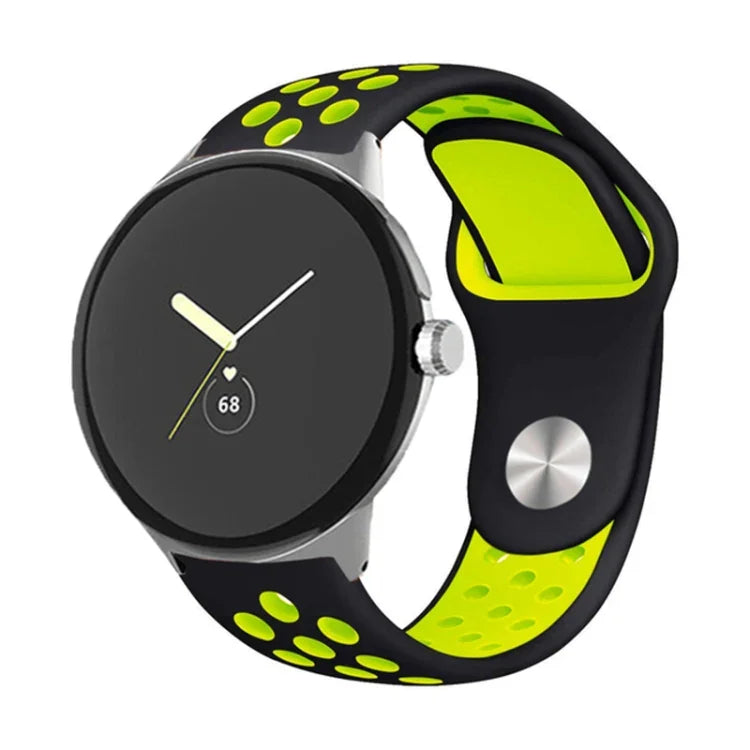 Zweifarbiges Silikon-Uhrenarmband mit umgekehrter Dornschließe, für Google Pixel Watch 4 / 3 / 2 / 1 (41 mm)