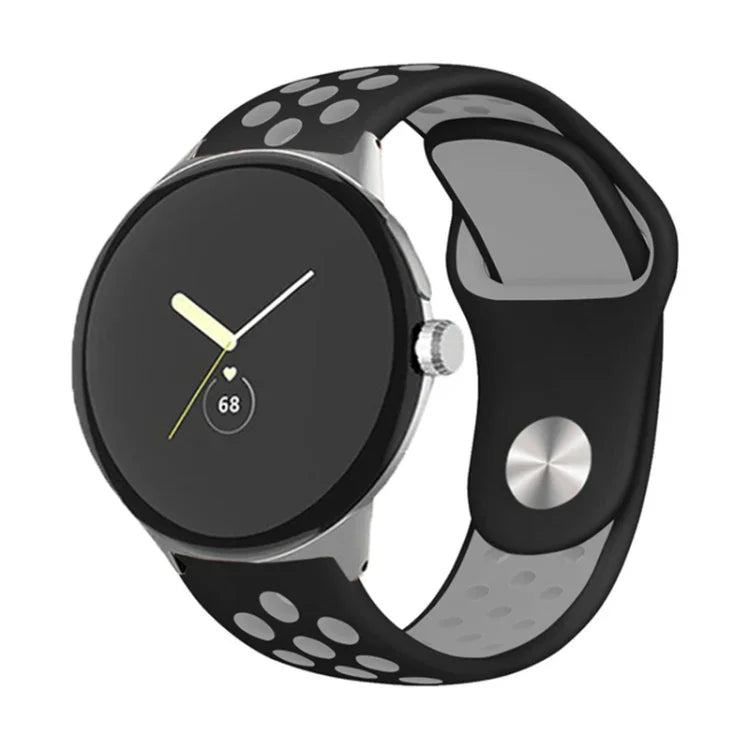 Zweifarbiges Silikon-Uhrenarmband mit umgekehrter Dornschließe, für Google Pixel Watch 4 / 3 / 2 / 1 (41 mm)