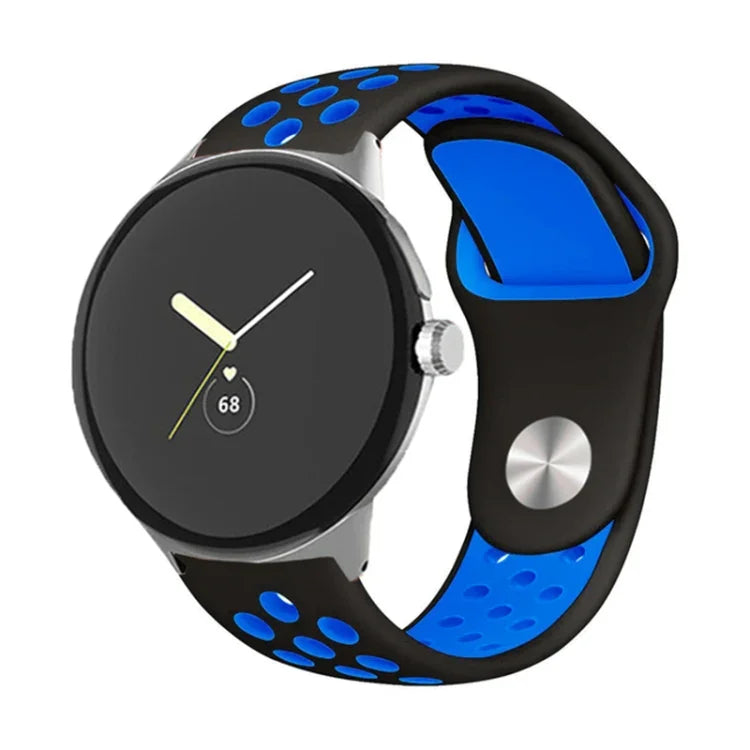 Zweifarbiges Silikon-Uhrenarmband mit umgekehrter Dornschließe, für Google Pixel Watch 4 / 3 / 2 / 1 (41 mm)