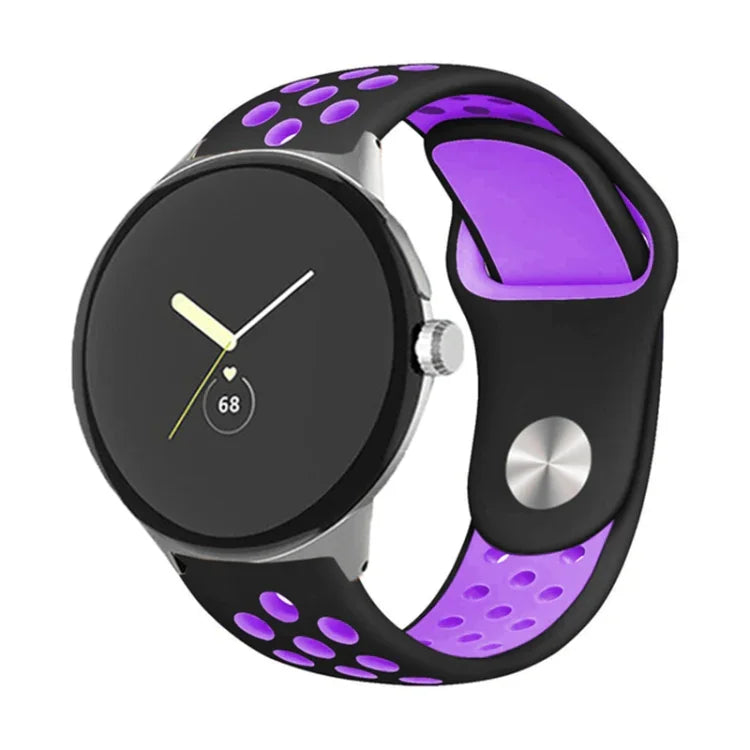 Zweifarbiges Silikon-Uhrenarmband mit umgekehrter Dornschließe, für Google Pixel Watch 4 / 3 / 2 / 1 (41 mm)