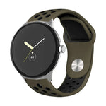 Zweifarbiges Silikon-Uhrenarmband mit umgekehrter Dornschließe, für Google Pixel Watch 4 / 3 / 2 / 1 (41 mm)