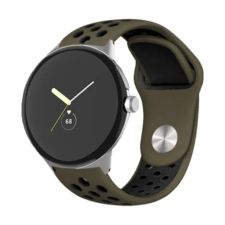 Zweifarbiges Silikon-Uhrenarmband mit umgekehrter Dornschließe, für Google Pixel Watch 4 / 3 / 2 / 1 (41 mm)