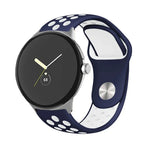 Zweifarbiges Silikon-Uhrenarmband mit umgekehrter Dornschließe, für Google Pixel Watch 4 / 3 / 2 / 1 (41 mm)