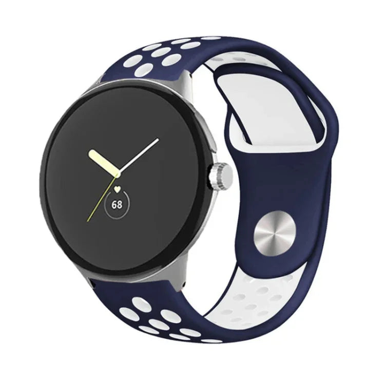 Zweifarbiges Silikon-Uhrenarmband mit umgekehrter Dornschließe, für Google Pixel Watch 4 / 3 / 2 / 1 (41 mm)
