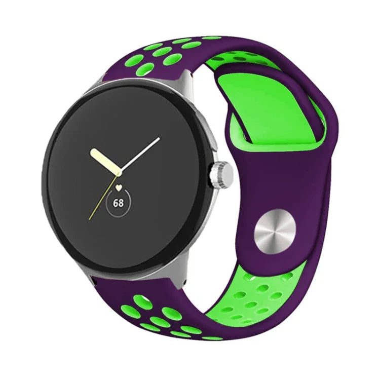 Zweifarbiges Silikon-Uhrenarmband mit umgekehrter Dornschließe, für Google Pixel Watch 4 / 3 / 2 / 1 (41 mm)