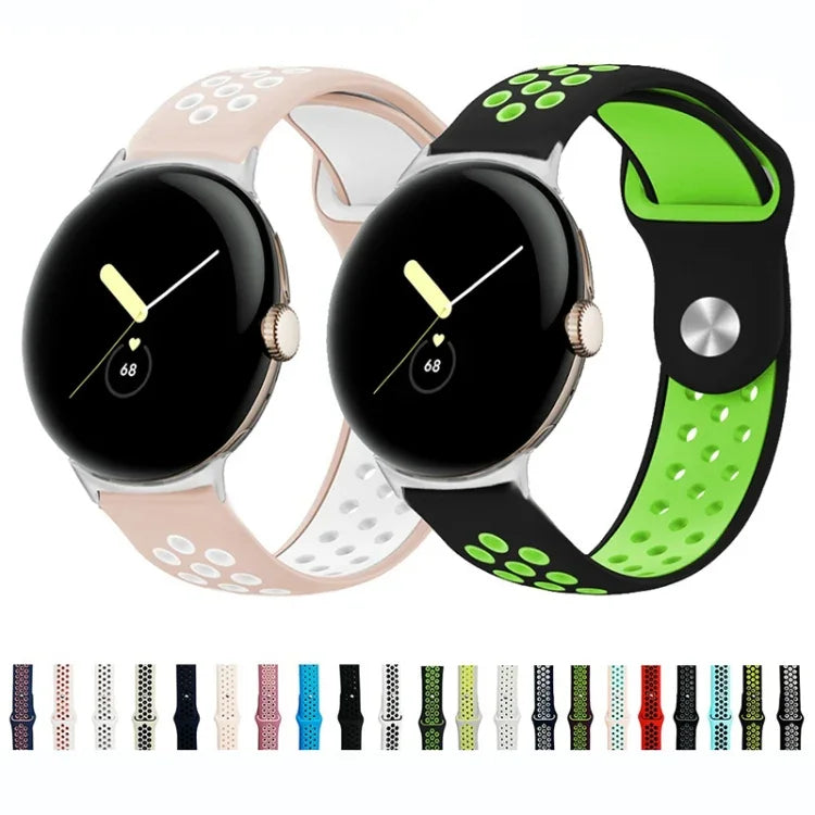 Zweifarbiges Silikon-Uhrenarmband mit umgekehrter Dornschließe, für Google Pixel Watch 4 / 3 / 2 / 1 (41 mm)