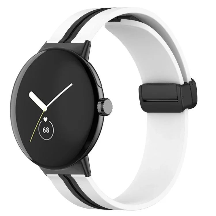 Zweifarbiges Silikon-Uhrenarmband mit Faltschließe, für Google Pixel Watch 4 / 3 / 2 / 1 (41 mm)