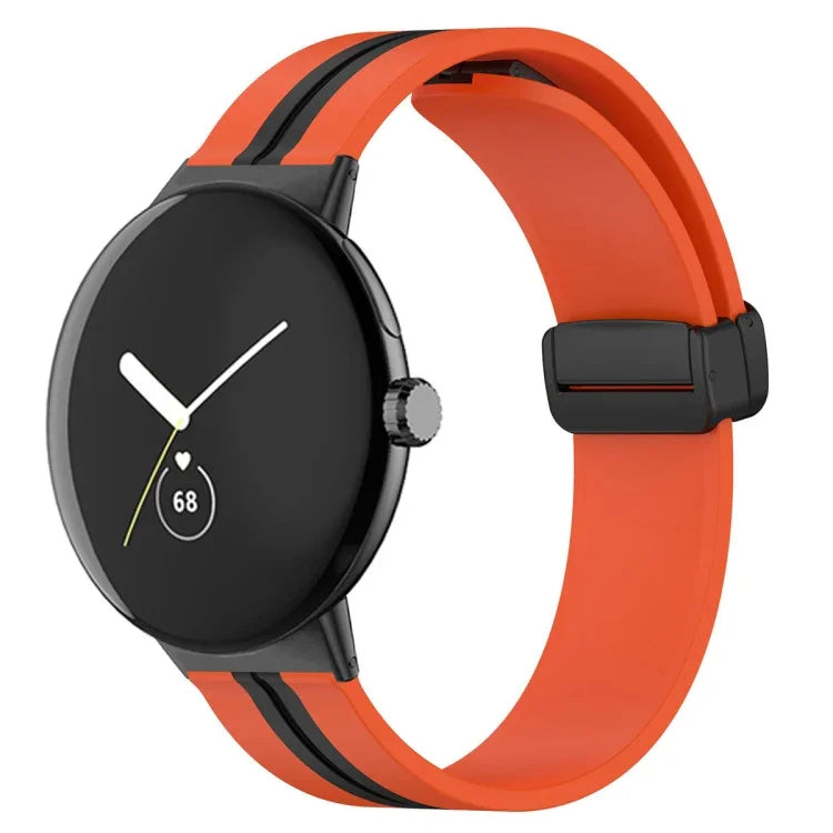 Zweifarbiges Silikon-Uhrenarmband mit Faltschließe, für Google Pixel Watch 4 / 3 / 2 / 1 (41 mm)