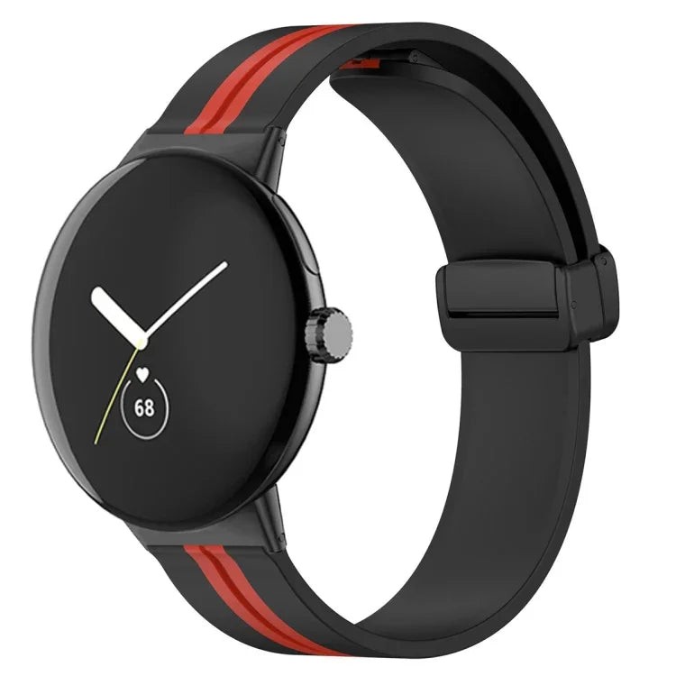 Zweifarbiges Silikon-Uhrenarmband mit Faltschließe, für Google Pixel Watch 4 / 3 / 2 / 1 (41 mm)