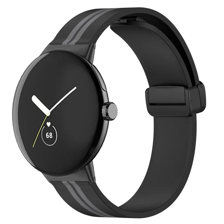 Zweifarbiges Silikon-Uhrenarmband mit Faltschließe, für Google Pixel Watch 4 / 3 / 2 / 1 (41 mm)