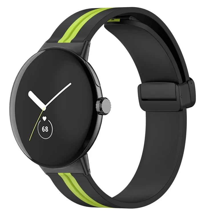 Zweifarbiges Silikon-Uhrenarmband mit Faltschließe, für Google Pixel Watch 4 / 3 / 2 / 1 (41 mm)