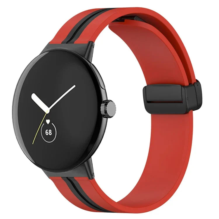 Zweifarbiges Silikon-Uhrenarmband mit Faltschließe, für Google Pixel Watch 4 / 3 / 2 / 1 (41 mm)