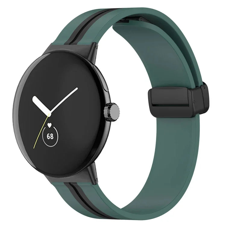 Zweifarbiges Silikon-Uhrenarmband mit Faltschließe, für Google Pixel Watch 4 / 3 / 2 / 1 (41 mm)