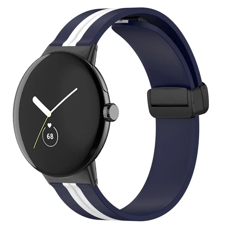Zweifarbiges Silikon-Uhrenarmband mit Faltschließe, für Google Pixel Watch 4 / 3 / 2 / 1 (41 mm)
