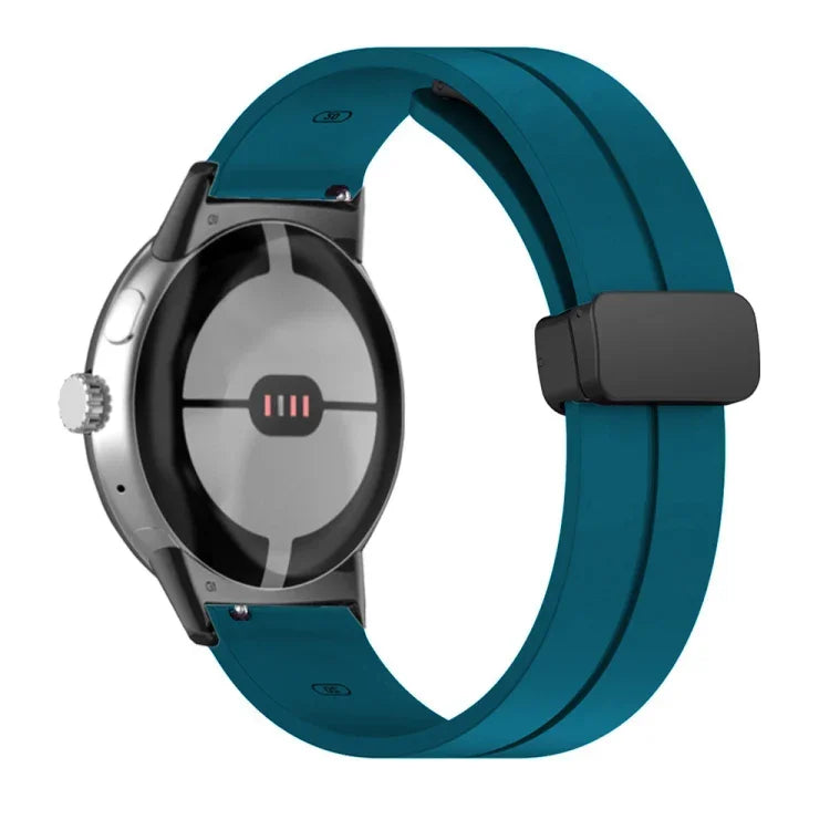 Solid-color Folding Buckle Silicone Watch Band, For Google Pixel Watch 4 / 3 / 2 / 1 41mm