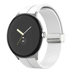 Solid-color Folding Buckle Silicone Watch Band, For Google Pixel Watch 4 / 3 / 2 / 1 41mm
