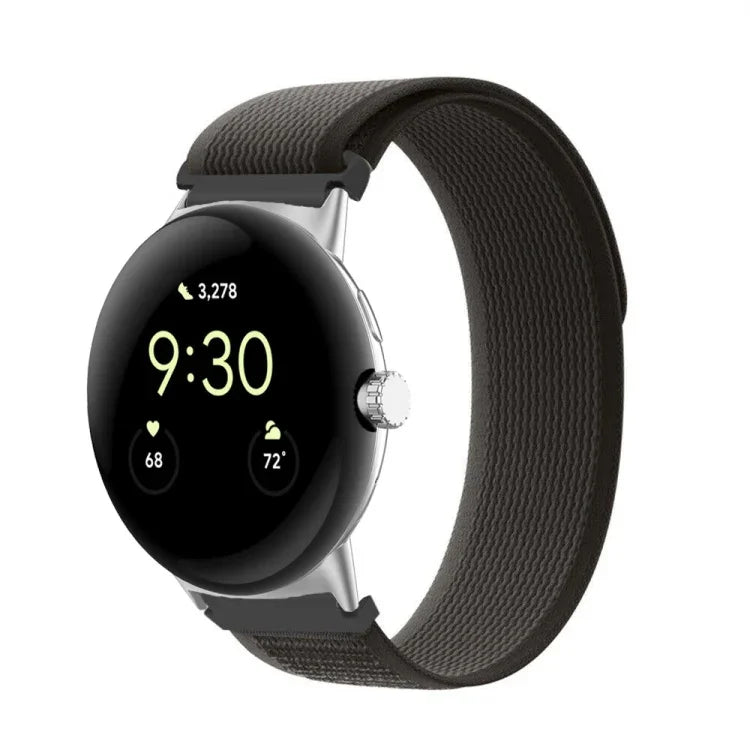 Nylon-Uhrenarmband mit Schlaufenverschluss, silberfarben, für Google Pixel Watch 4 / 3 / 2 / 1 (41 mm)