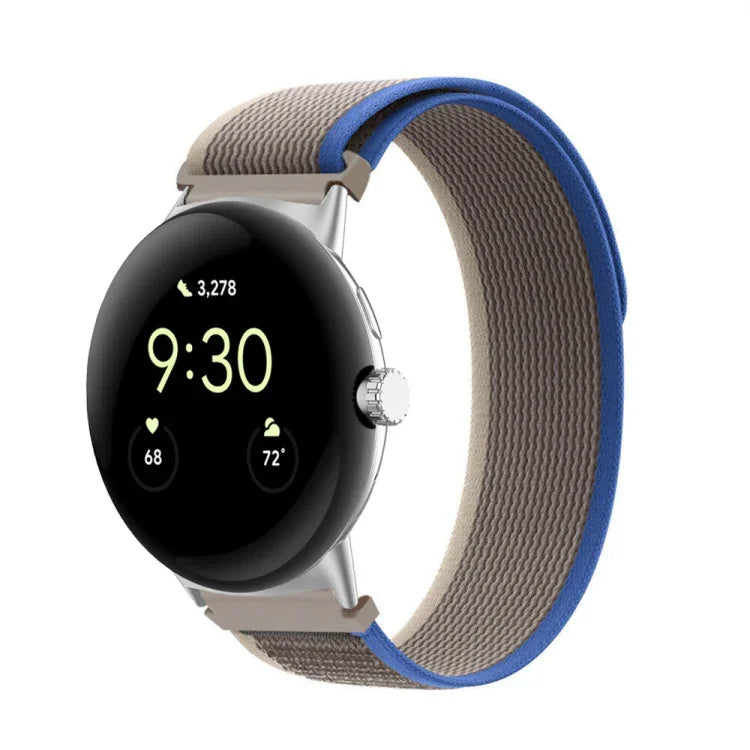 Nylon-Uhrenarmband mit Schlaufenverschluss, silberfarben, für Google Pixel Watch 4 / 3 / 2 / 1 (41 mm)