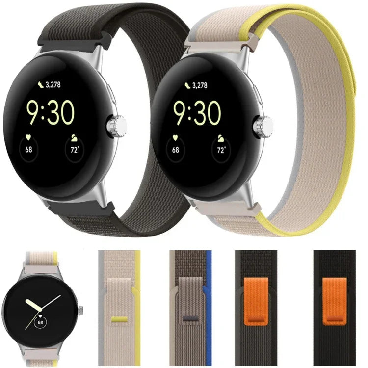 Nylon-Uhrenarmband mit Schlaufenverschluss, silberfarben, für Google Pixel Watch 4 / 3 / 2 / 1 (41 mm)