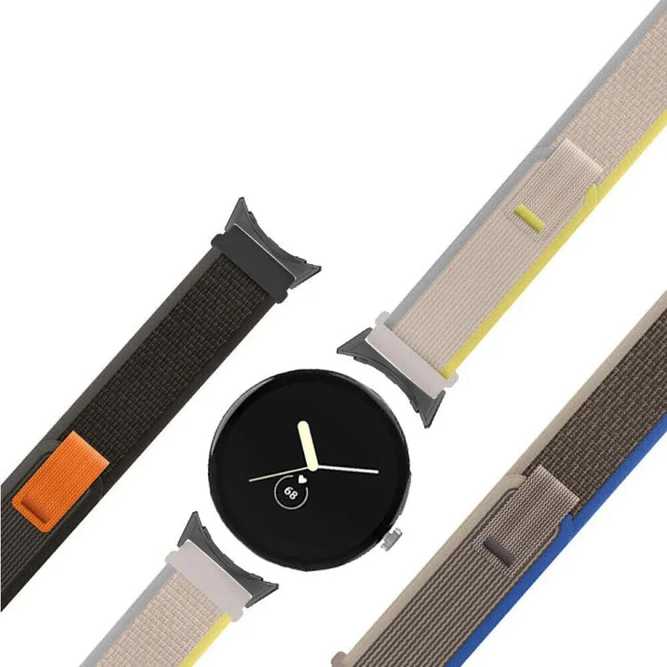 Nylon-Uhrenarmband mit Schlaufenverschluss, silberfarben, für Google Pixel Watch 4 / 3 / 2 / 1 (41 mm)