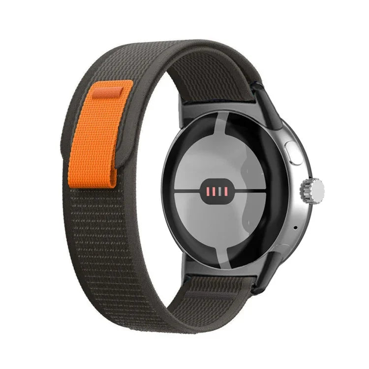 Schwarzes Nylon-Uhrenarmband mit Schlaufenverschluss, passend für Google Pixel Watch 4 / 3 / 2 / 1 (41 mm)